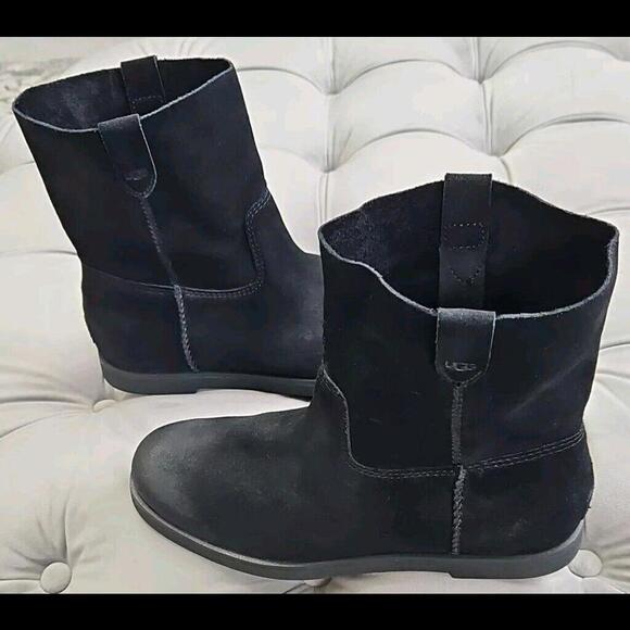 UGG 1130527 Alida Black Suede Short Unlined Pull On Booties Womens Shoes 8 - Picture 2 of 15
